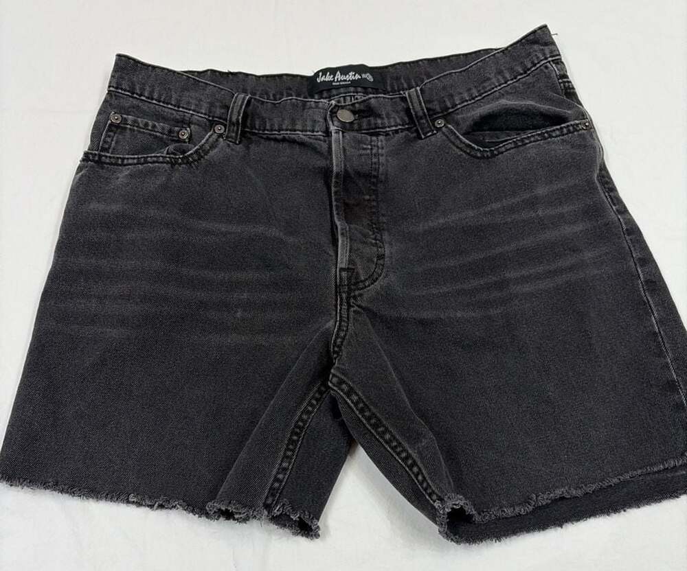 Jake Austin Men's Black Washed Denim Raw Hem Cut-Off Shorts Size 36
